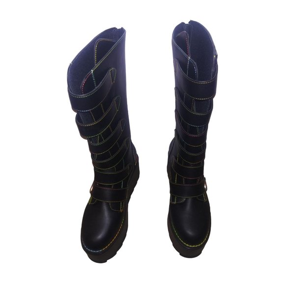 YRU Karma Hi PRIDE Rainbow Black Platform Boots Size 10 with Box HTF - Picture 3 of 13